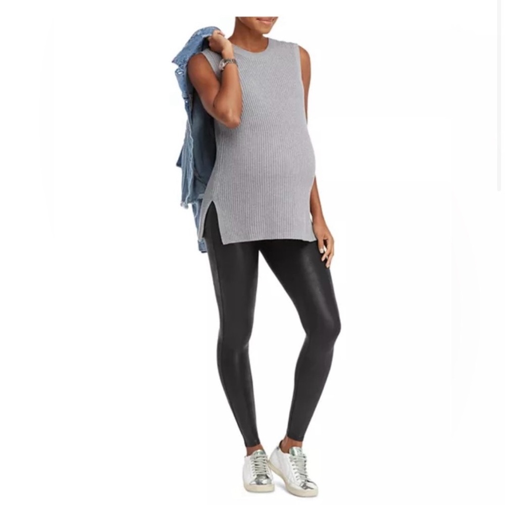SPANX Faux Leather Look Black Maternity Leggings